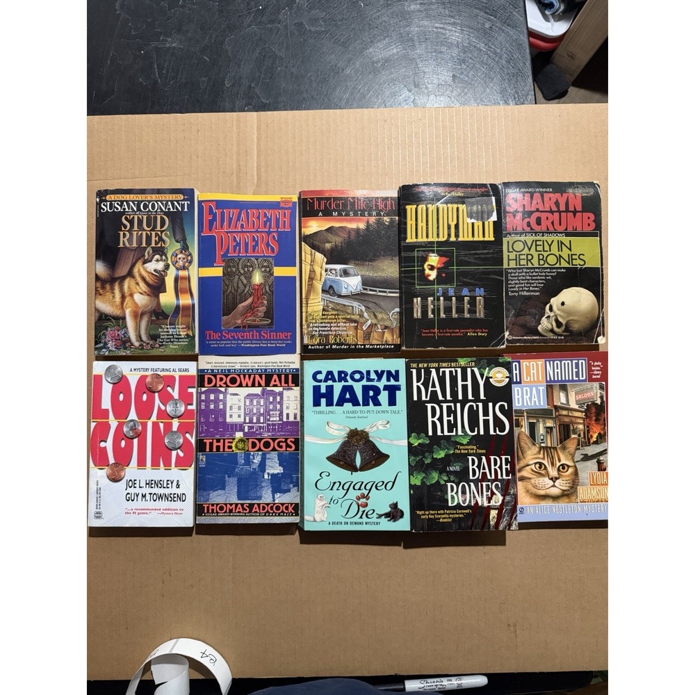 Lot of 10 random murder mystery novel paperback books, various authors B3